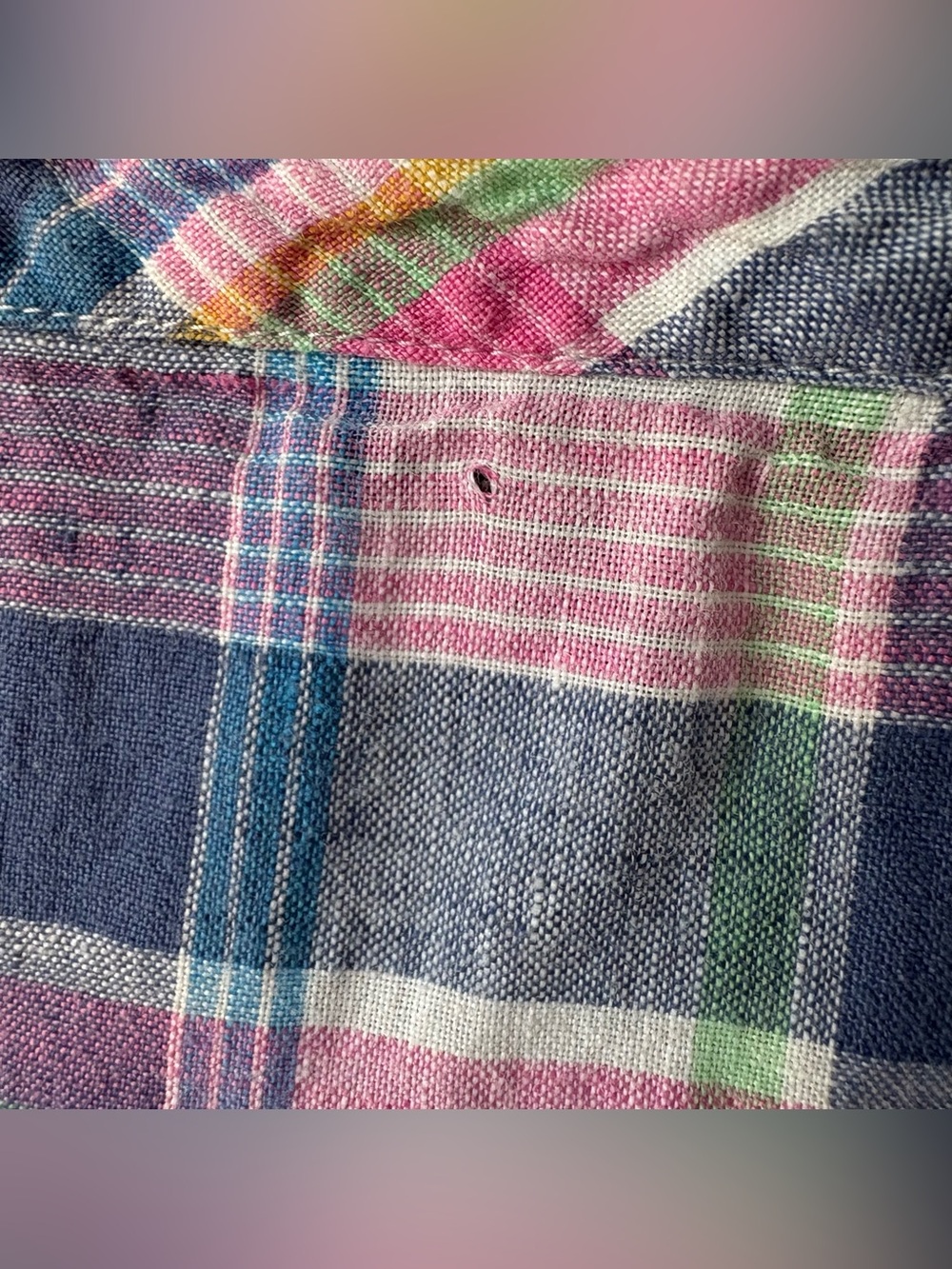 Talbots 100% Linen Madras Plaid Sleeveless Split Neck Top Shell Size M - Picture 9 of 9